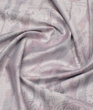 J.Hampstead  Giza Cotton Self Design Shirt or Kurta Fabric (Silver & Purple)