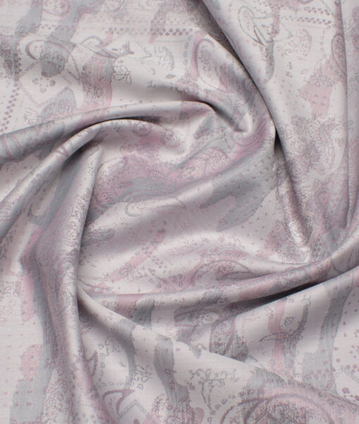 J.Hampstead  Giza Cotton Self Design Shirt or Kurta Fabric (Silver & Purple)