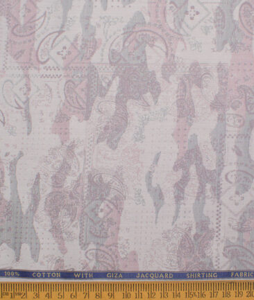 J.Hampstead  Giza Cotton Self Design Shirt or Kurta Fabric (Silver & Purple)