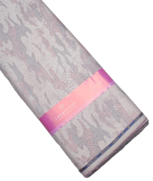 J.Hampstead  Giza Cotton Self Design Shirt or Kurta Fabric (Silver & Purple)