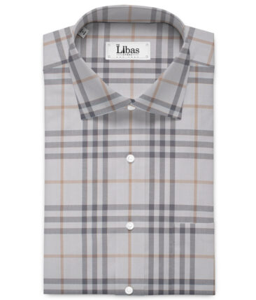 J.Hampstead  Giza Cotton Checks Shirting Fabric (Light Grey)