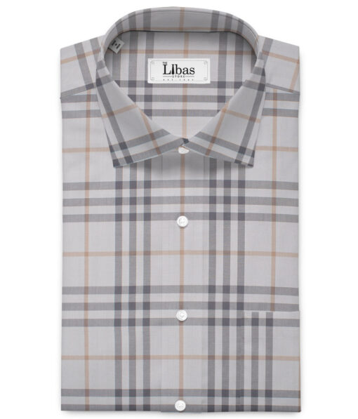 J.Hampstead  Giza Cotton Checks Shirting Fabric (Light Grey)