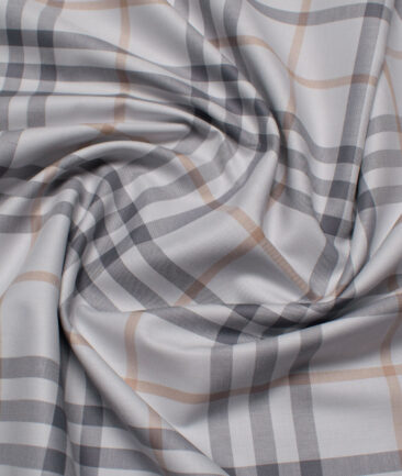 J.Hampstead  Giza Cotton Checks Shirting Fabric (Light Grey)