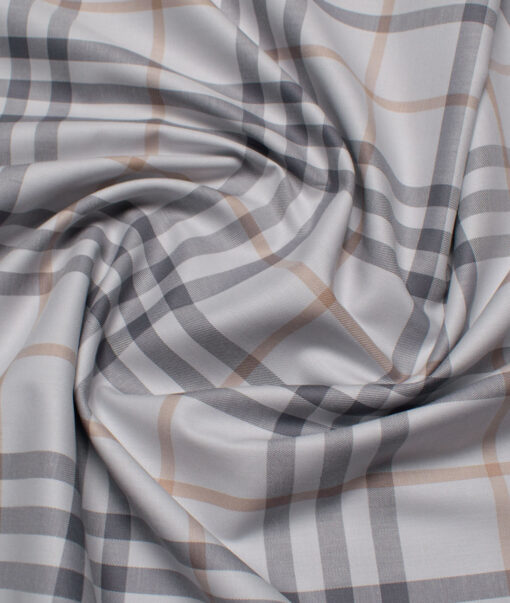 J.Hampstead  Giza Cotton Checks Shirting Fabric (Light Grey)