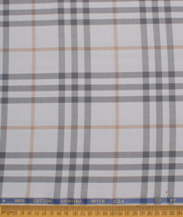 J.Hampstead  Giza Cotton Checks Shirting Fabric (Light Grey)