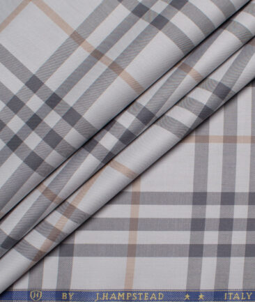 J.Hampstead  Giza Cotton Checks Shirting Fabric (Light Grey)