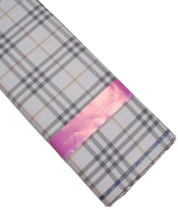 J.Hampstead  Giza Cotton Checks Shirting Fabric (Light Grey)