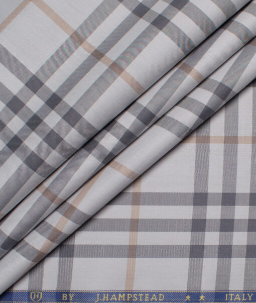 J.Hampstead  Giza Cotton Checks Shirting Fabric (Light Grey)