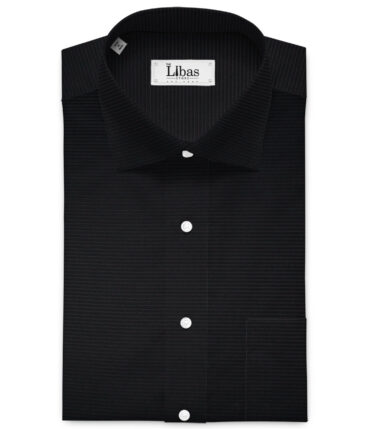 Luthai 2 Ply 100's Supima Cotton Striped Shirting Fabric (Black)