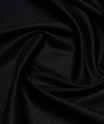 Luthai 2 Ply 100's Supima Cotton Striped Shirting Fabric (Black)