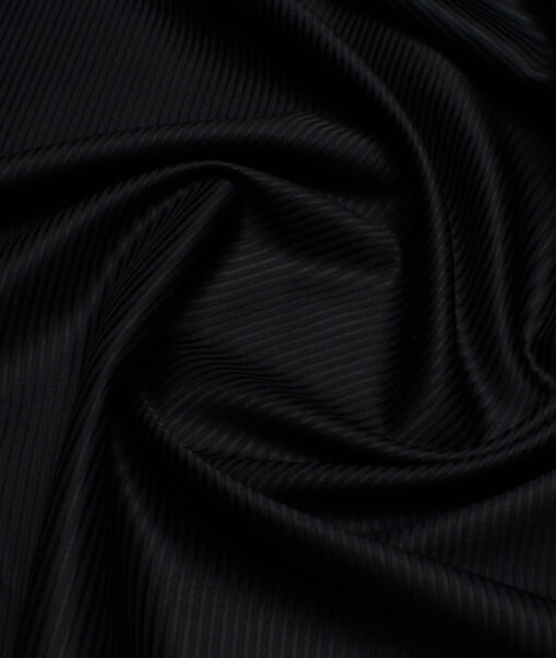 Luthai 2 Ply 100's Supima Cotton Striped Shirting Fabric (Black)