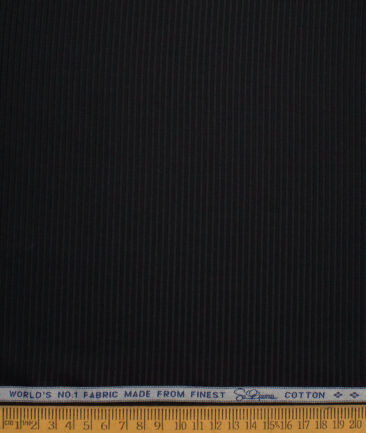 Luthai 2 Ply 100's Supima Cotton Striped Shirting Fabric (Black)