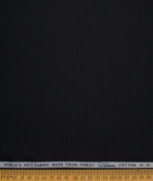 Luthai 2 Ply 100's Supima Cotton Striped Shirting Fabric (Black)