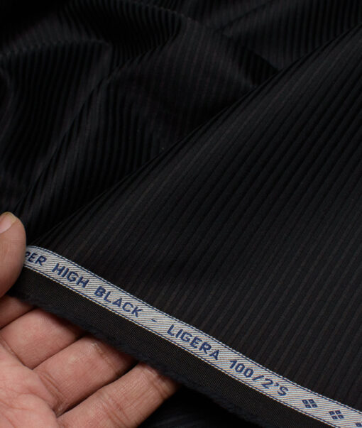 Luthai 2 Ply 100's Supima Cotton Striped Shirting Fabric (Black)
