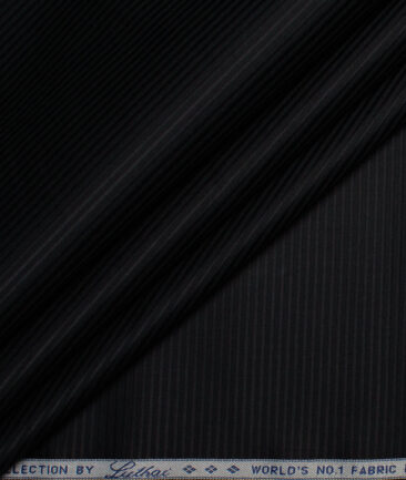 Luthai 2 Ply 100's Supima Cotton Striped Shirting Fabric (Black)