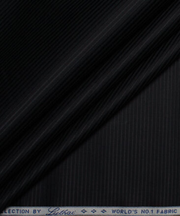 Luthai 2 Ply 100's Supima Cotton Striped Shirting Fabric (Black)