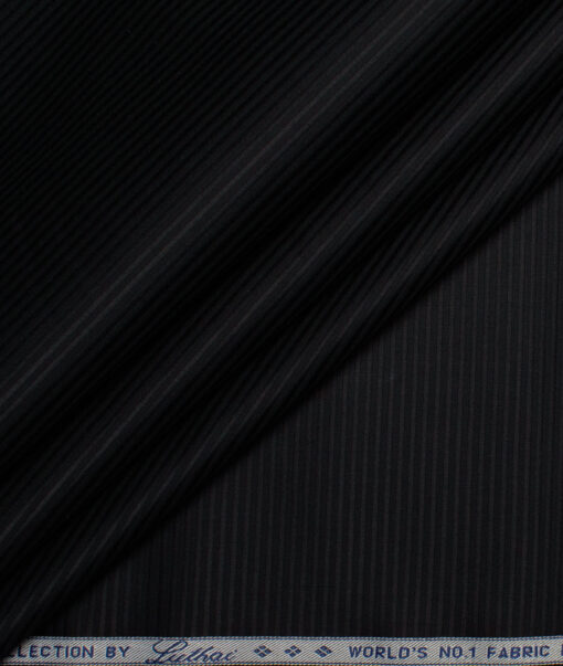 Luthai 2 Ply 100's Supima Cotton Striped Shirting Fabric (Black)