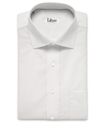Luthai 2 Ply 100's Supima Cotton Striped Shirting Fabric (White)