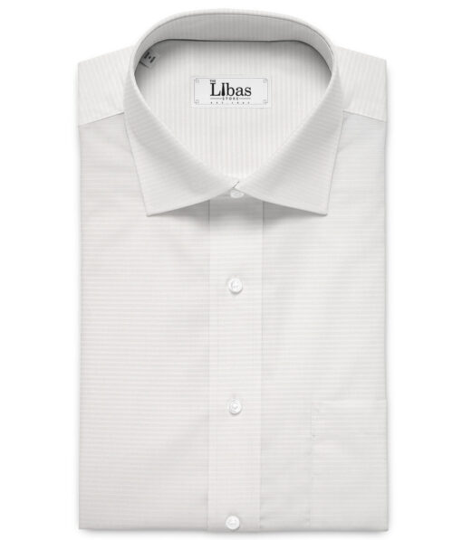 Luthai 2 Ply 100's Supima Cotton Striped Shirting Fabric (White)
