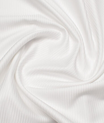 Luthai 2 Ply 100's Supima Cotton Striped Shirting Fabric (White)