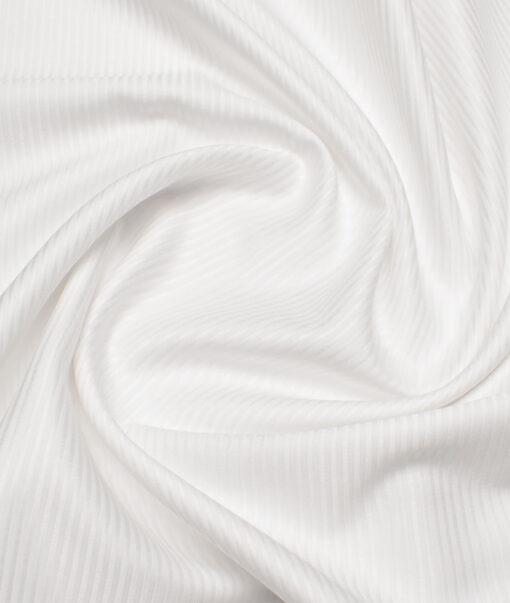 Luthai 2 Ply 100's Supima Cotton Striped Shirting Fabric (White)