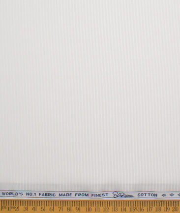 Luthai 2 Ply 100's Supima Cotton Striped Shirting Fabric (White)