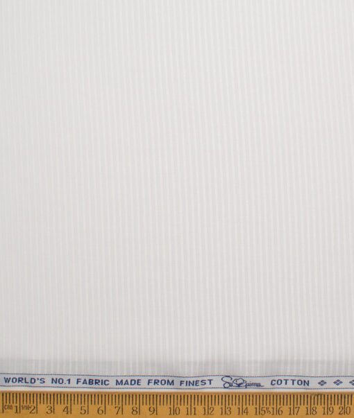 Luthai 2 Ply 100's Supima Cotton Striped Shirting Fabric (White)