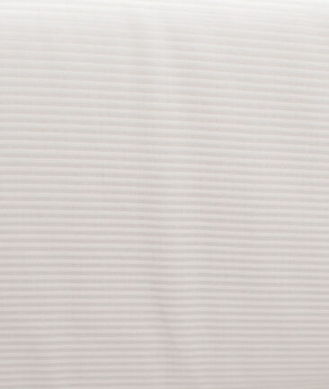 Luthai 2 Ply 100's Supima Cotton Striped Shirting Fabric (White)