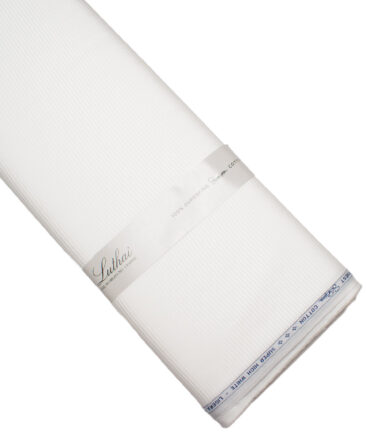 Luthai 2 Ply 100's Supima Cotton Striped Shirting Fabric (White)