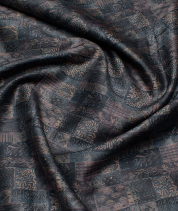 Navsari  Cotton Printed Shirt or Kurta Fabric (Black & Grey)