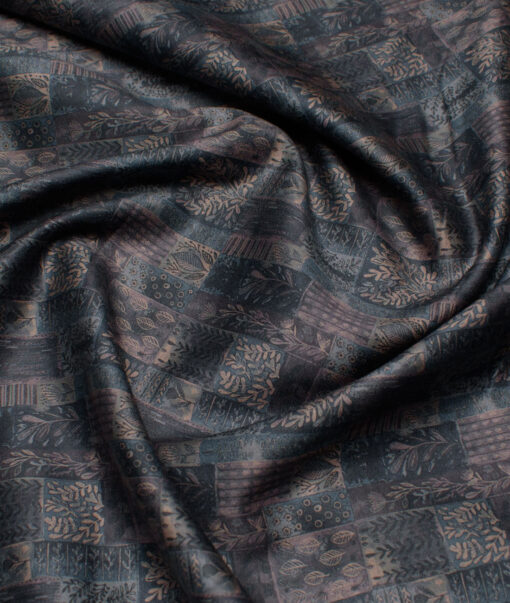 Navsari  Cotton Printed Shirt or Kurta Fabric (Black & Grey)