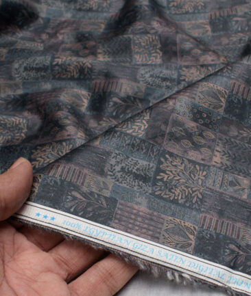 Navsari  Cotton Printed Shirt or Kurta Fabric (Black & Grey)
