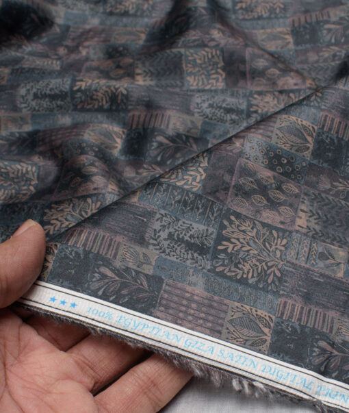 Navsari  Cotton Printed Shirt or Kurta Fabric (Black & Grey)