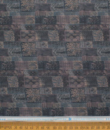 Navsari  Cotton Printed Shirt or Kurta Fabric (Black & Grey)