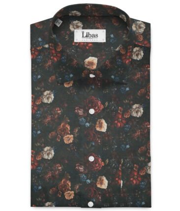 Navsari  Cotton Printed Shirt or Kurta Fabric (Black)