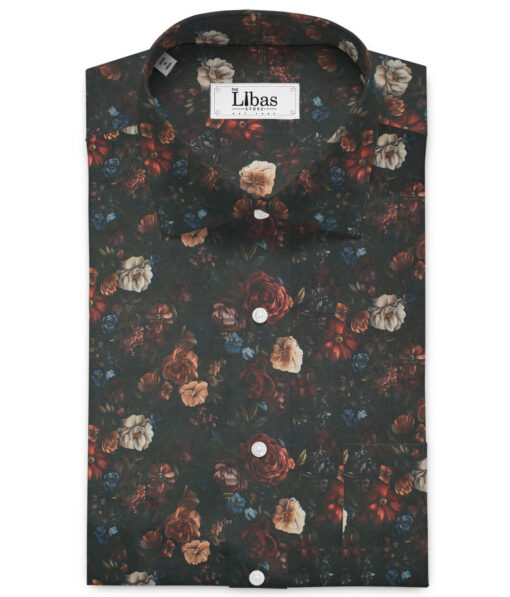 Navsari  Cotton Printed Shirt or Kurta Fabric (Black)