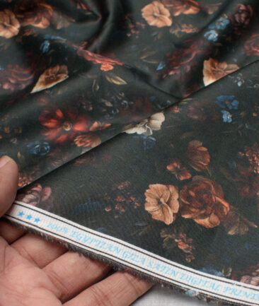 Navsari  Cotton Printed Shirt or Kurta Fabric (Black)