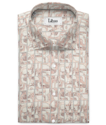 Navsari  Cotton Printed Shirt or Kurta Fabric (Cream & Taupe)