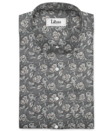 Navsari  Cotton Printed Shirt or Kurta Fabric (Greenish Grey)