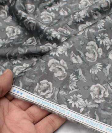 Navsari  Cotton Printed Shirt or Kurta Fabric (Greenish Grey)