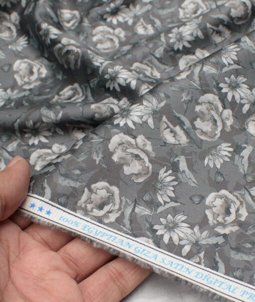 Navsari  Cotton Printed Shirt or Kurta Fabric (Greenish Grey)
