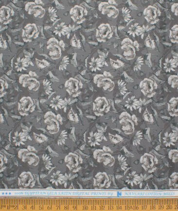 Navsari  Cotton Printed Shirt or Kurta Fabric (Greenish Grey)