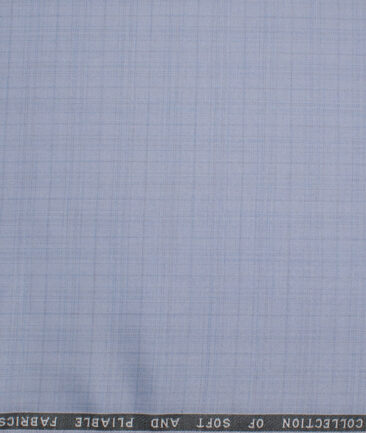 Raymond Polyester Viscose Checks  Suiting Fabric (Sky Blue) - Image 4