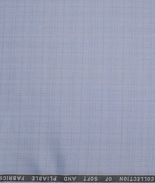 Raymond Polyester Viscose Checks  Suiting Fabric (Sky Blue) - Image 4