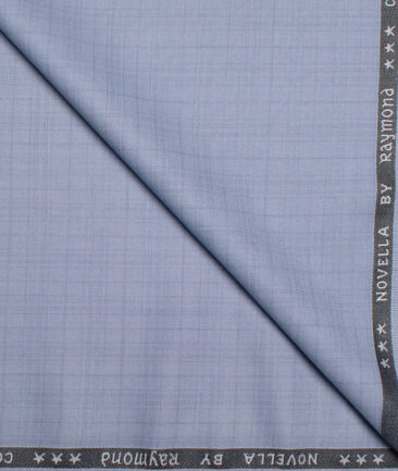 Raymond Polyester Viscose Checks  Suiting Fabric (Sky Blue)