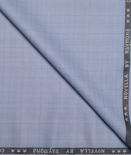 Raymond Polyester Viscose Checks  Suiting Fabric (Sky Blue) - Image 1