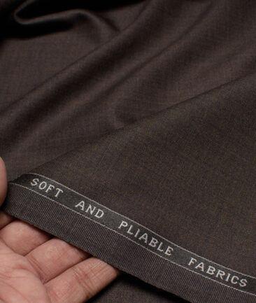 Raymond Polyester Viscose Checks  Suiting Fabric (Dark Chocolate Brown) - Image 2