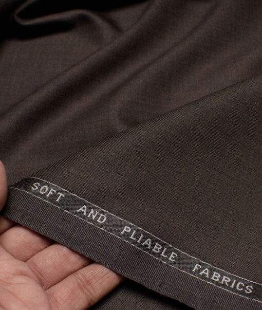 Raymond Polyester Viscose Checks  Suiting Fabric (Dark Chocolate Brown) - Image 2
