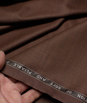 Raymond Polyester Viscose Checks  Suiting Fabric (Copper Brown) - Image 2