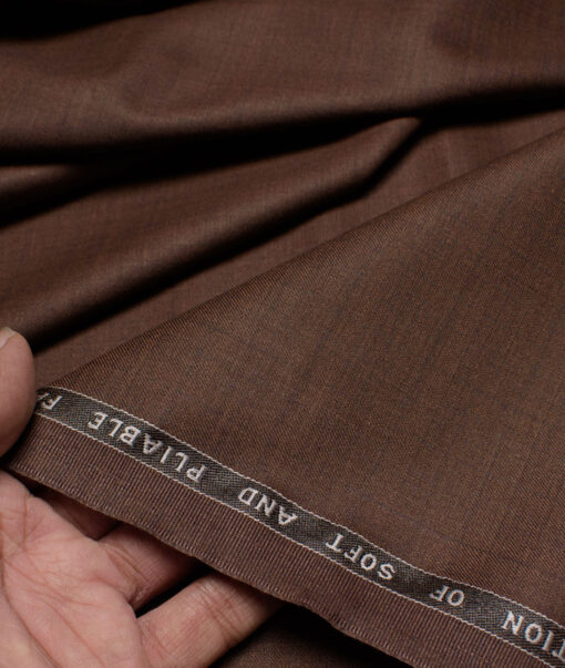 Raymond Polyester Viscose Checks  Suiting Fabric (Copper Brown) - Image 2